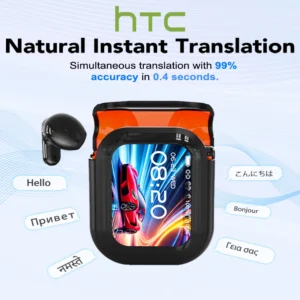 Translator HTC NE20 New Bluetooth 6.0 Wireless Headphones Translation Earphones IPX4 Waterproof Rating Long Battery Life