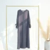 Modest Dress 2025 Elegant Plain Abaya - Dark Gray, XL